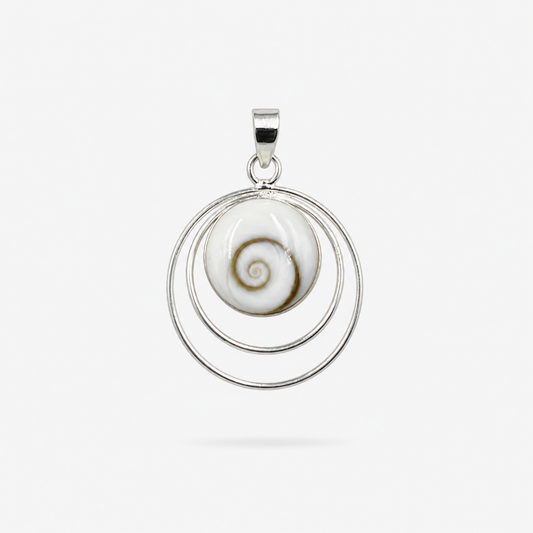 Pendentif rond en argent 925 avec Œil de Sainte-Lucie naturel sur fond gris clair