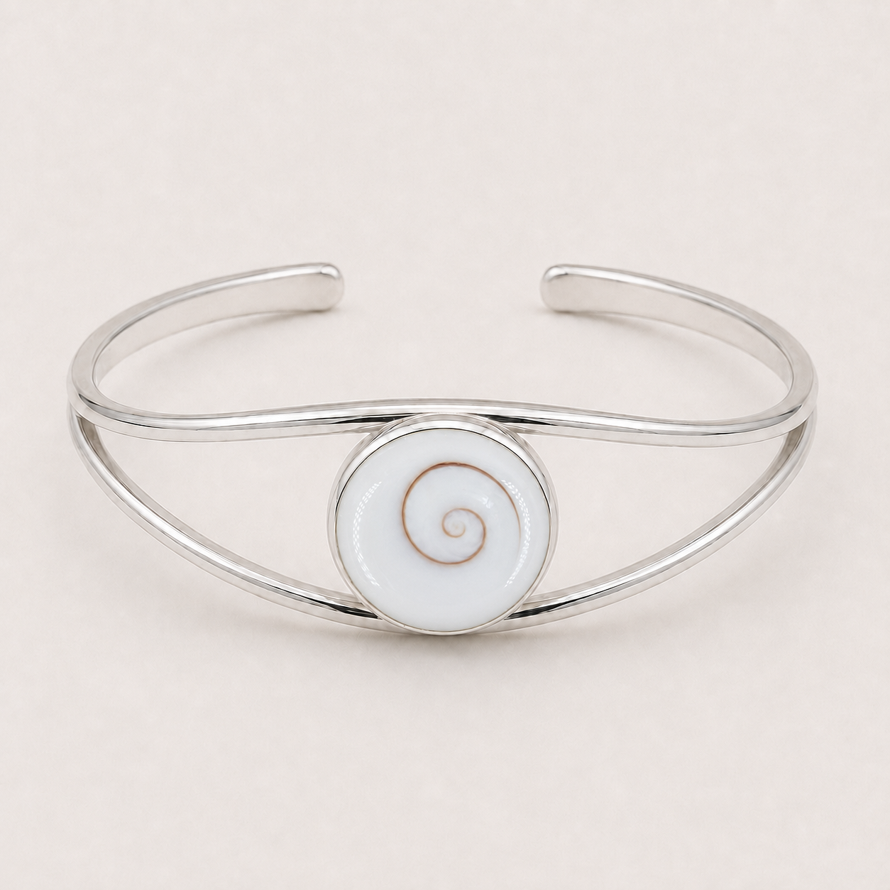 Manchette symétrique réglable argent 925 et Œil de Sainte-Lucie naturel