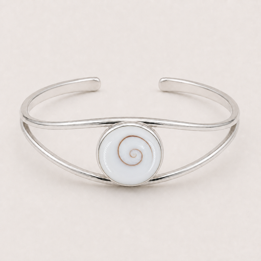 Manchette symétrique réglable argent 925 et Œil de Sainte-Lucie naturel