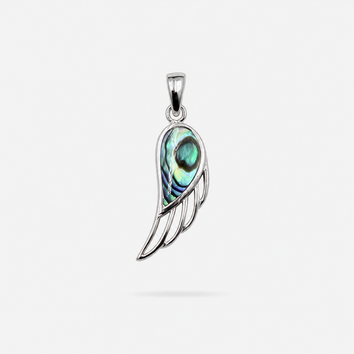 Pendentif aile d’ange en argent 925 et abalone naturelle