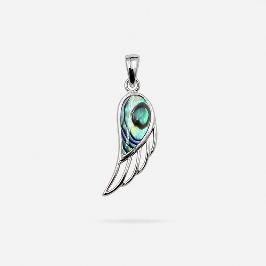 Pendentif aile d’ange en argent 925 et abalone naturelle