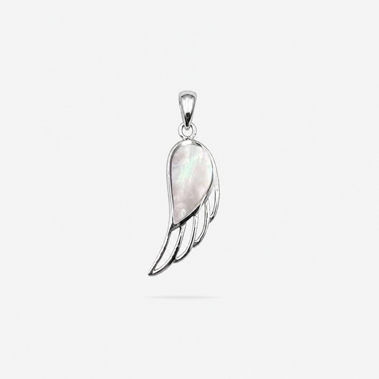 Pendentif aile d’ange en argent 925 et nacre naturelle