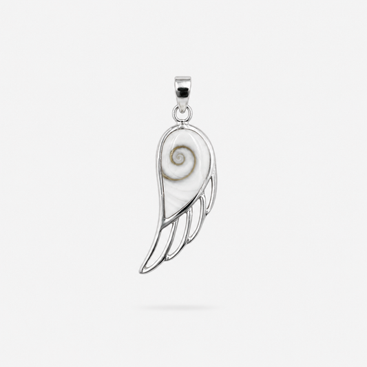 Pendentif aile d’ange en argent 925 et Œil de Sainte-Lucie naturel