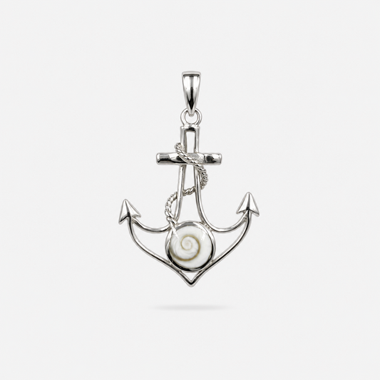 Pendentif ancre en argent 925 et Œil de Sainte-Lucie naturel