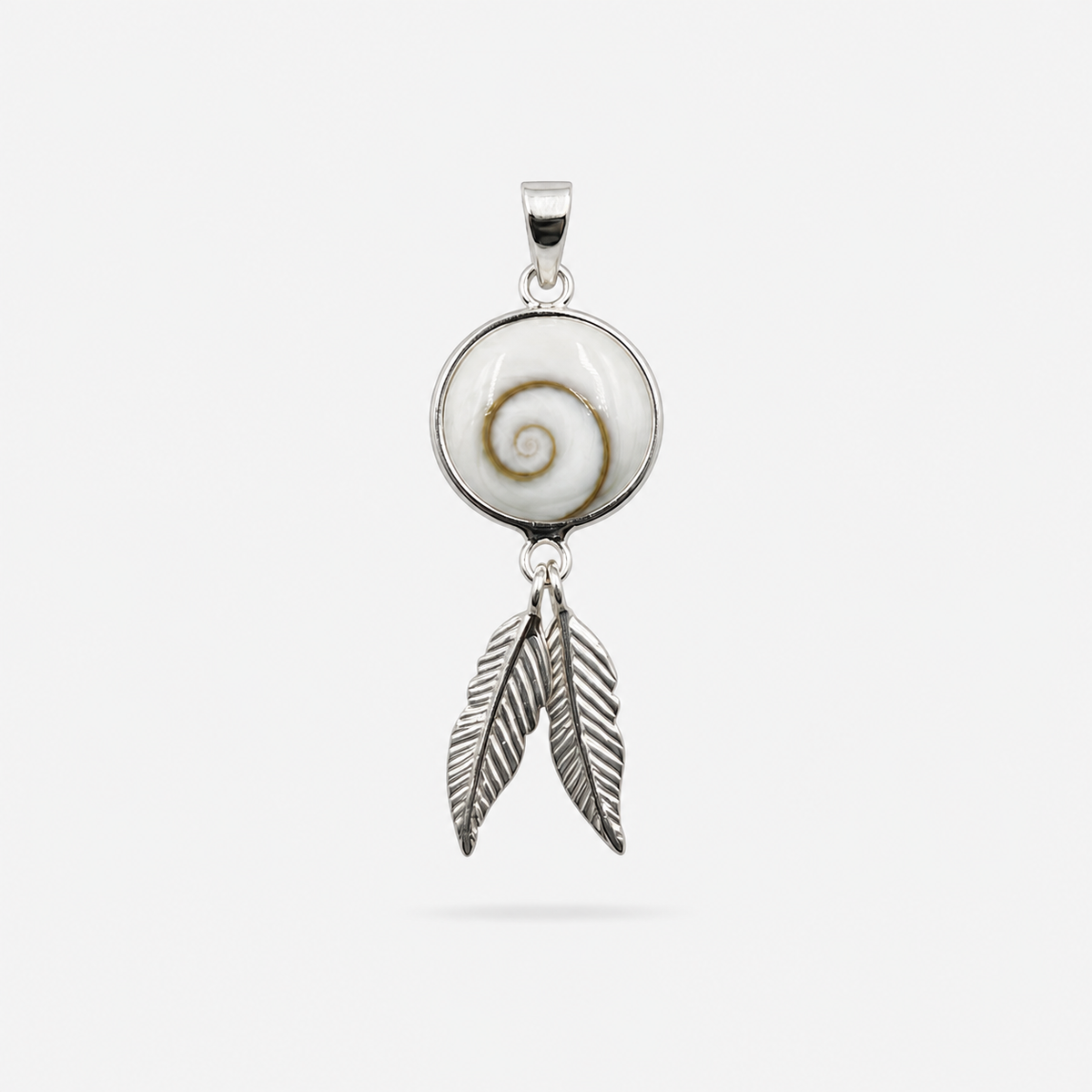 Pendentif attrape-rêves en argent 925 et Œil de Sainte-Lucie naturel, recto