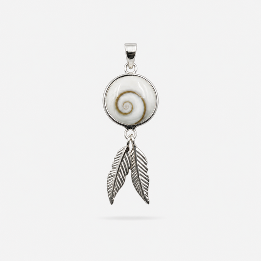 Pendentif attrape-rêves en argent 925 et Œil de Sainte-Lucie naturel, recto