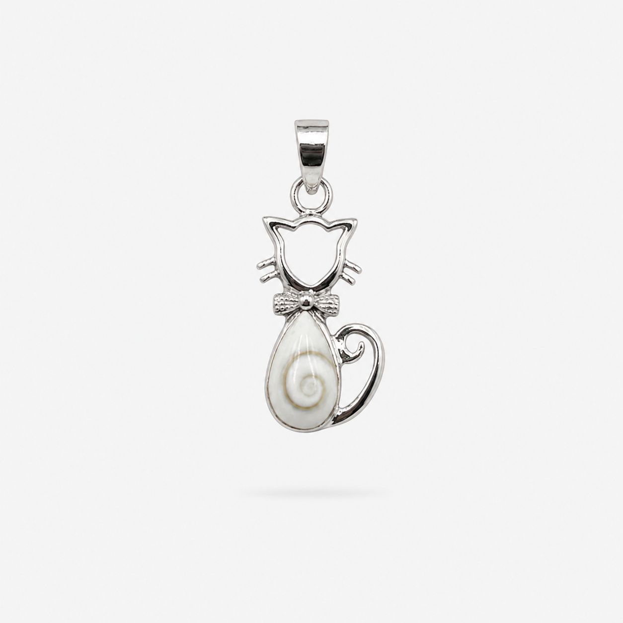 Pendentif chat ajouré en argent 925 et Œil de Sainte-Lucie naturel