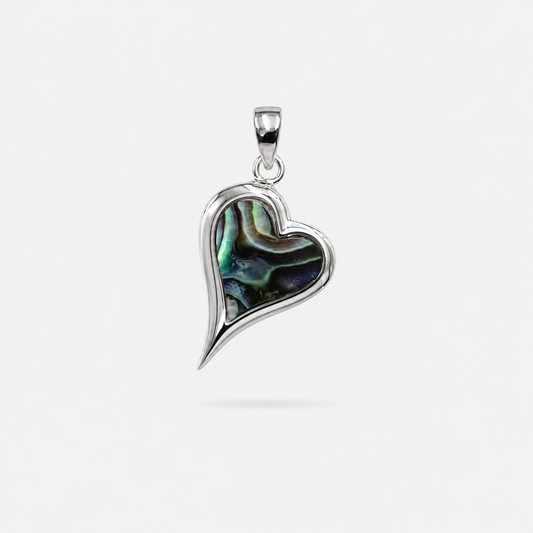 Pendentif cœur en argent 925 et abalone naturelle
