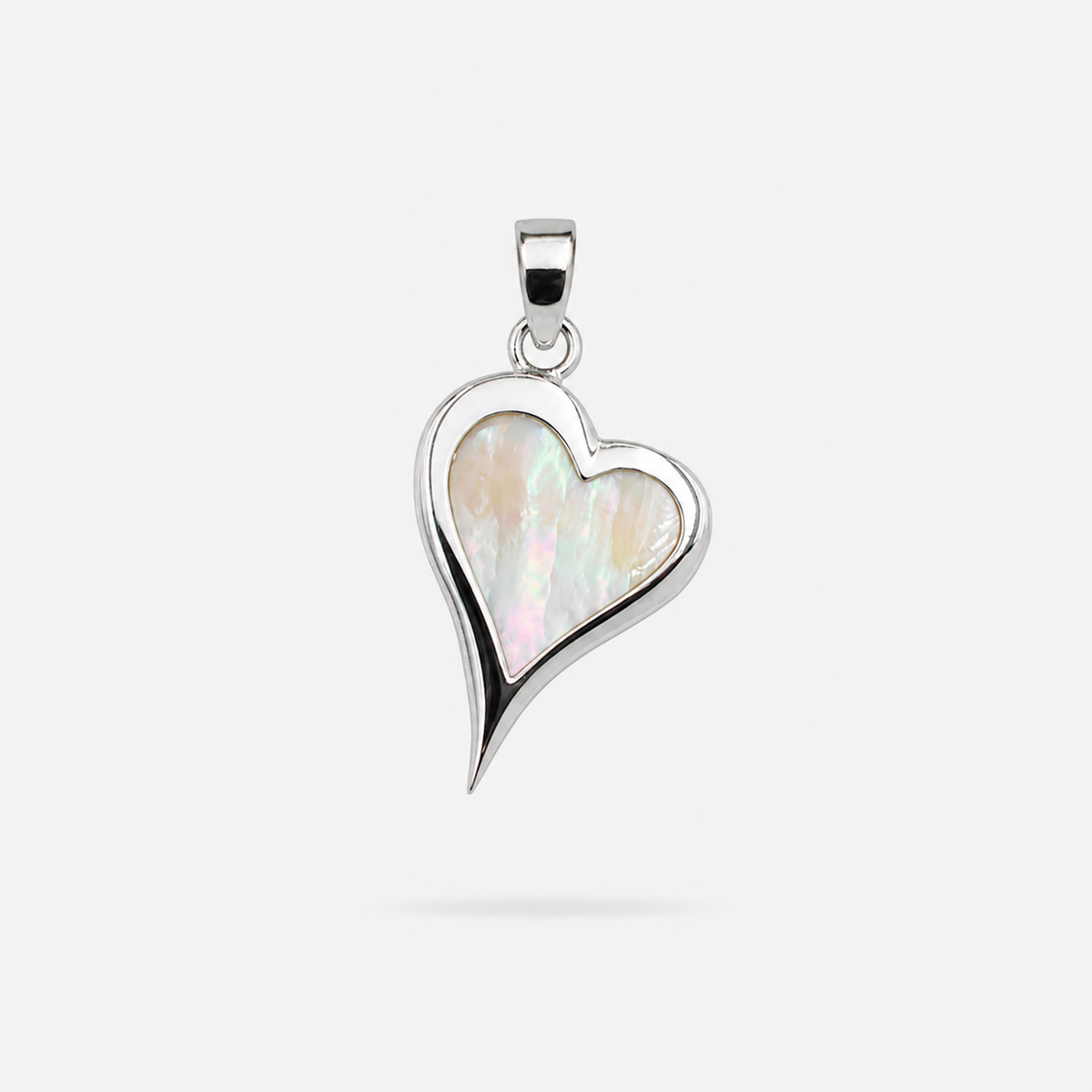 Pendentif cœur en argent 925 et nacre naturelle