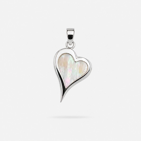 Pendentif cœur en argent 925 et nacre naturelle
