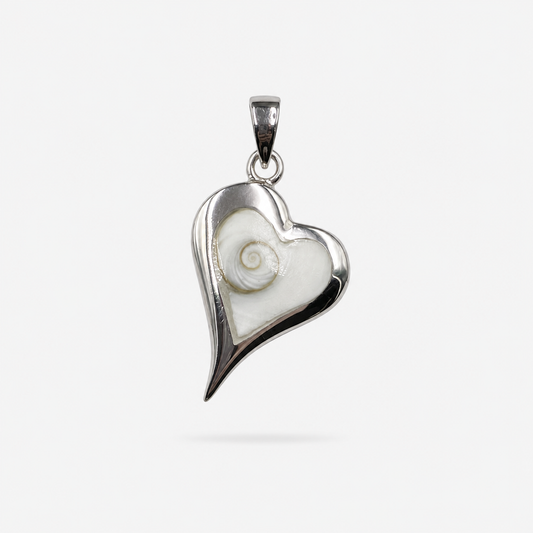 Pendentif cœur en Argent 925 et Œil de Sainte-Lucie naturel sur fond clair