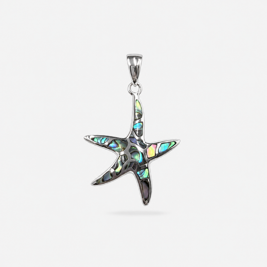 Pendentif étoile de mer en argent 925 et abalone naturelle