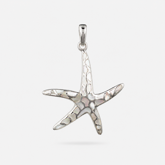 Pendentif étoile de mer grand modèle en argent 925 et nacre naturelle