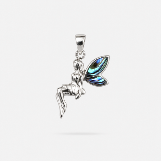 Pendentif fée en argent 925 et abalone naturelle