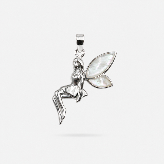 Pendentif fée en argent 925 et nacre naturelle