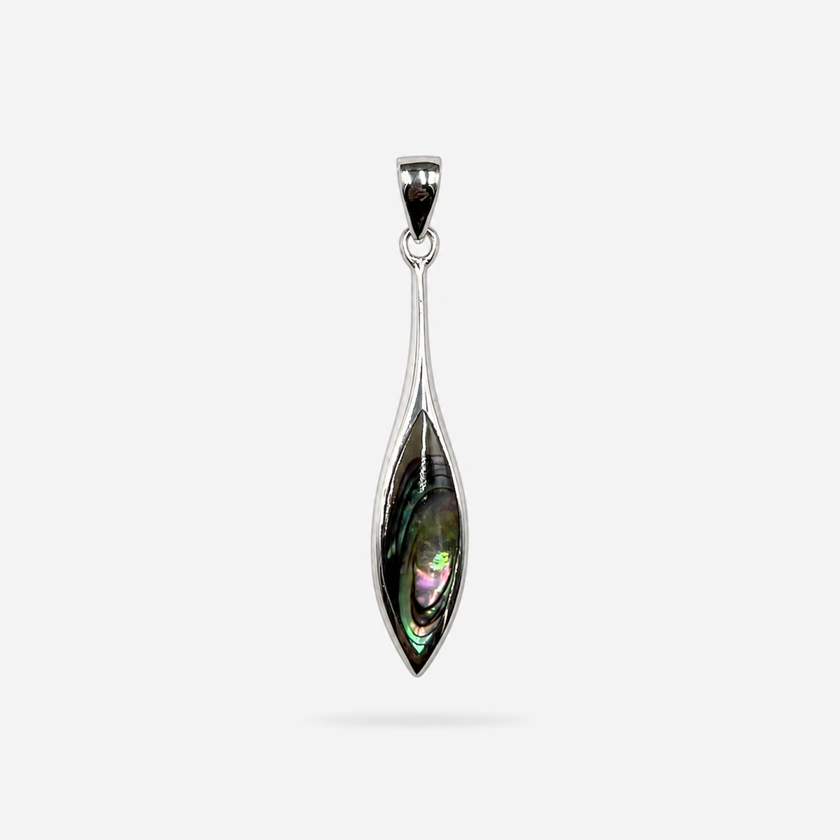 Pendentif goutte fine en argent 925 et abalone naturelle