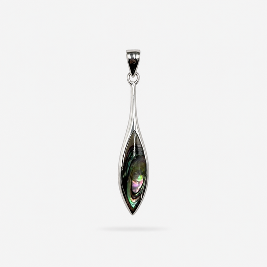Pendentif goutte fine en argent 925 et abalone naturelle
