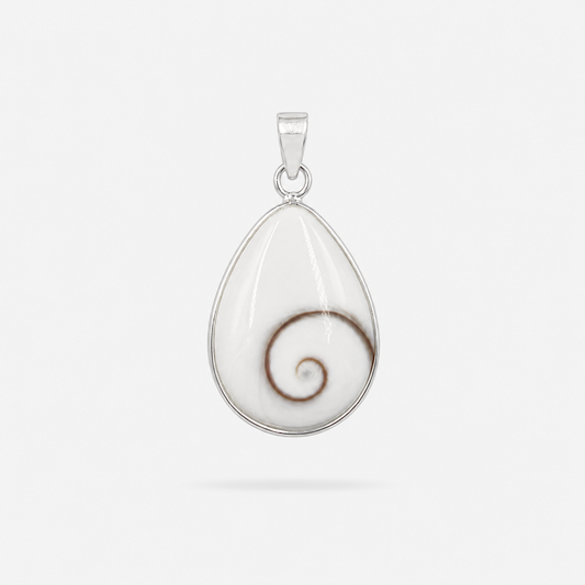 Pendentif goutte grand modèle en argent 925 et Œil de Sainte-Lucie naturel, recto