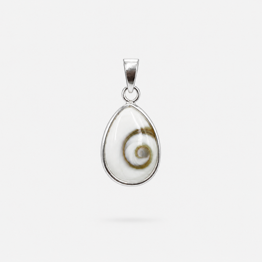 Pendentif goutte en argent 925 et Œil de Sainte-Lucie naturel, recto
