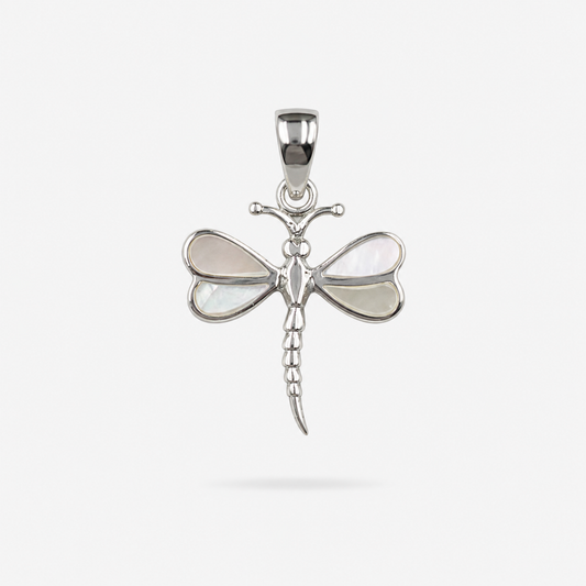 Pendentif libellule en argent 925 et nacre naturelle