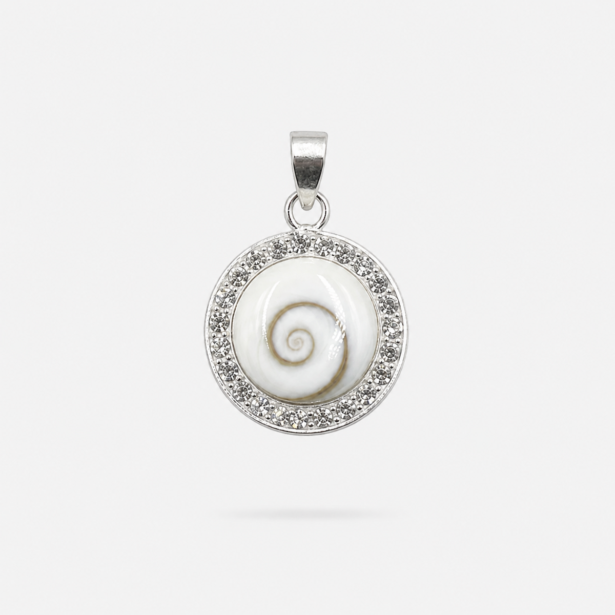 Pendentif grand modèle en argent 925, Œil de Sainte-Lucie naturel et strass Swarovski