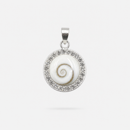 Pendentif grand modèle en argent 925, Œil de Sainte-Lucie naturel et strass Swarovski