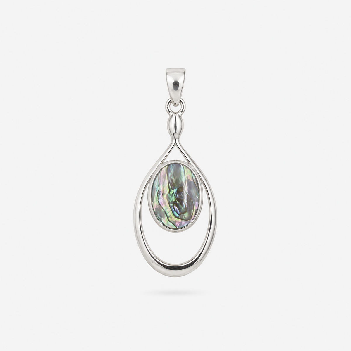 Pendentif ovale en argent 925 et abalone naturelle