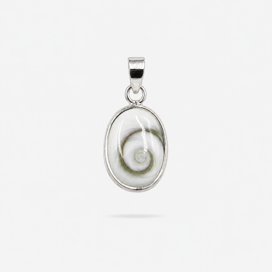 Pendentif ovale petit modèle en argent 925 et Œil de Sainte-Lucie naturel – recto