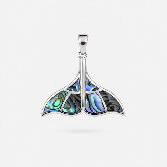 Pendentif queue de baleine en argent 925 et abalone naturelle