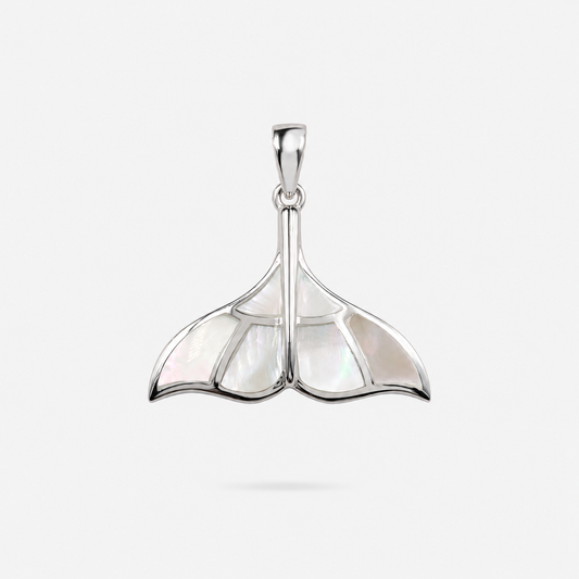 Pendentif queue de baleine en argent 925 et nacre naturelle