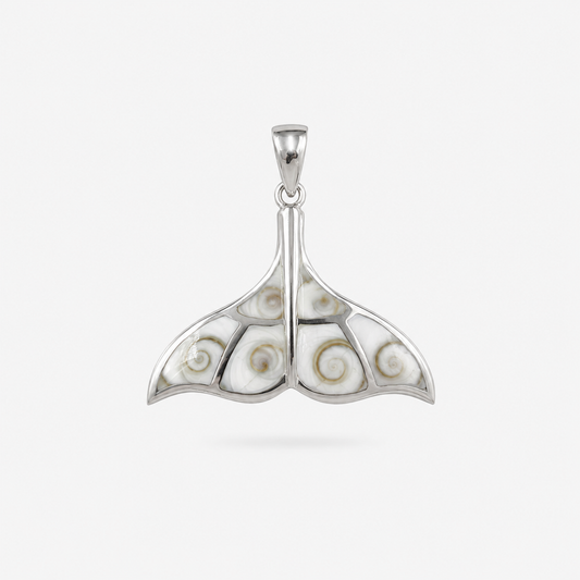 Pendentif queue de baleine en argent 925 et Œil de Sainte-Lucie naturel