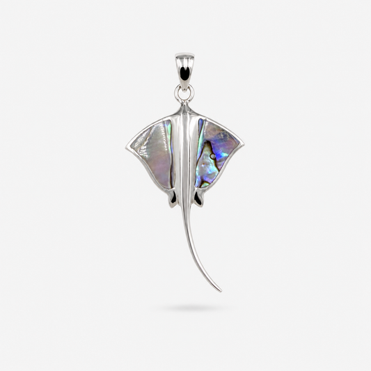 Pendentif raie en argent 925 et abalone naturelle