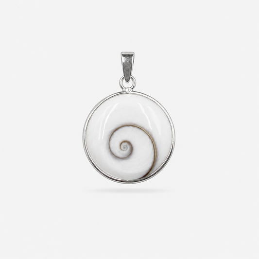 Pendentif rond en argent 925 et Œil de Sainte-Lucie naturel, grand modèle recto