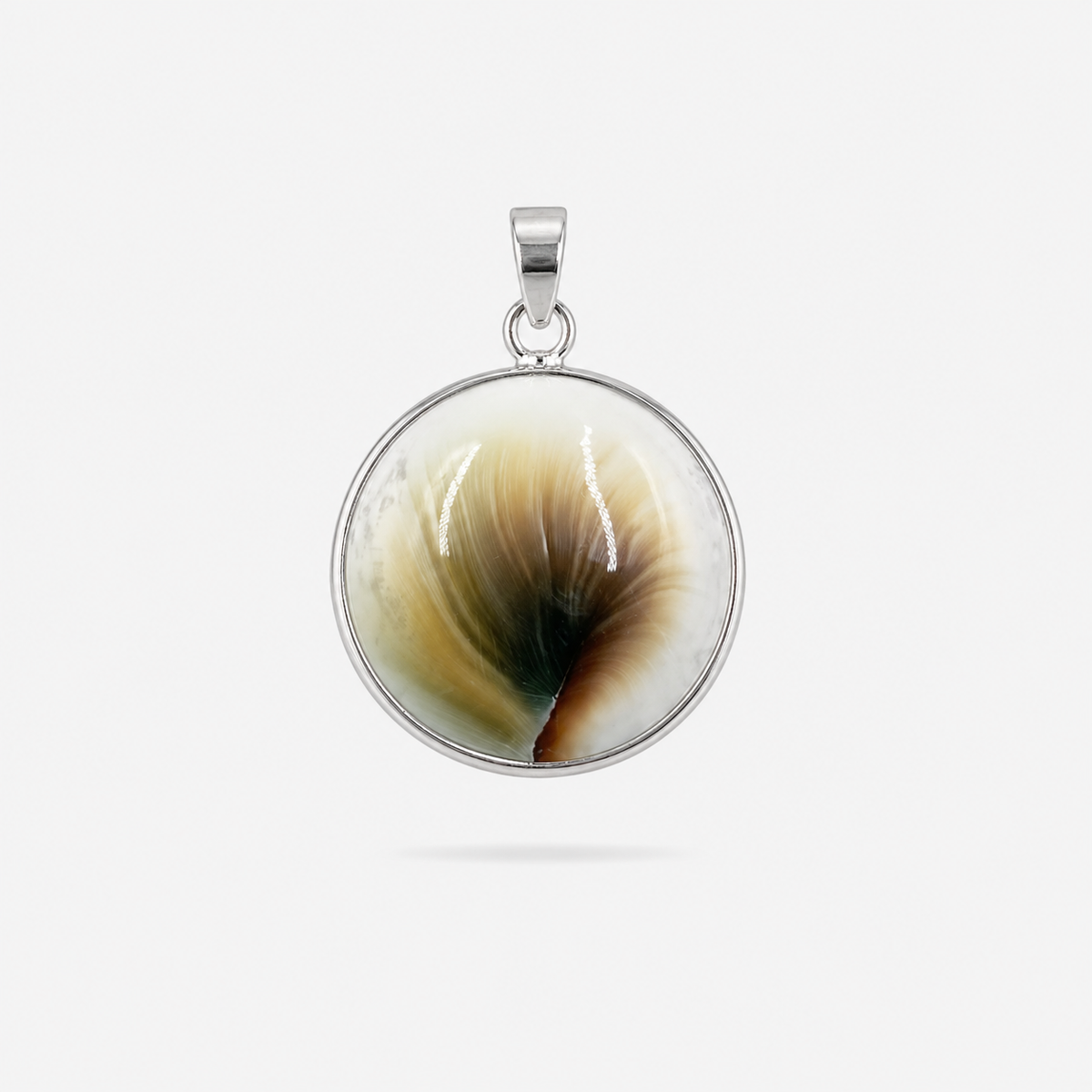 Pendentif rond en argent 925 et Œil de Sainte-Lucie naturel, grand modèle verso