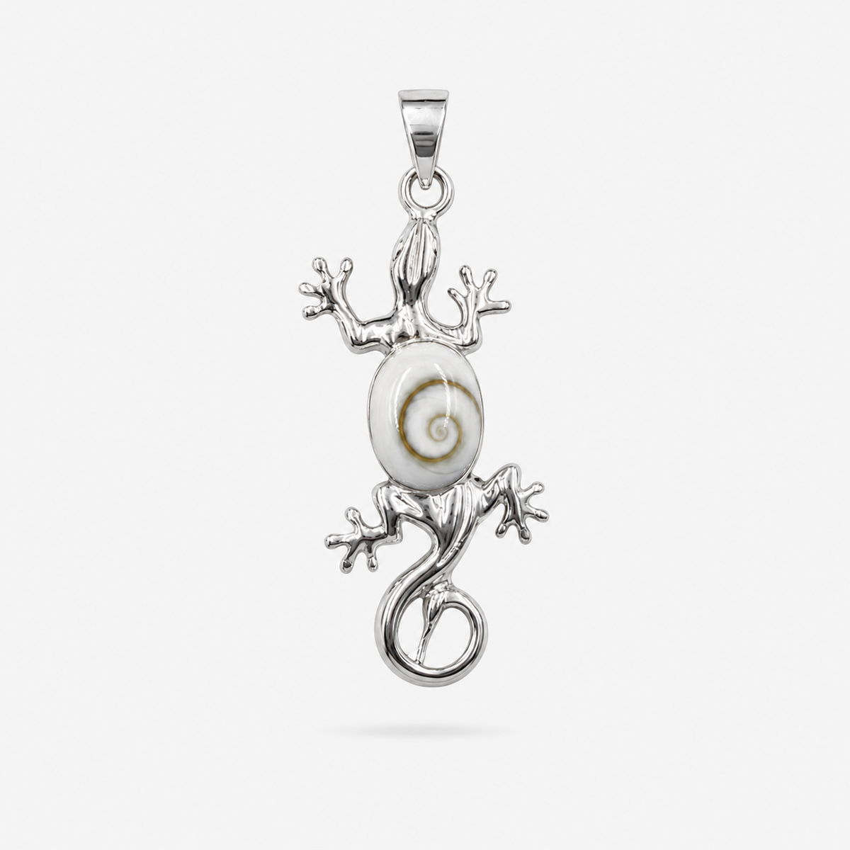 Pendentif salamandre en argent 925 et Œil de Sainte-Lucie naturel