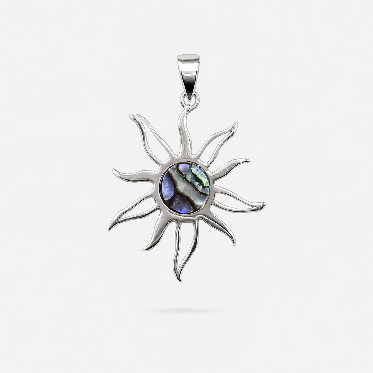 Pendentif soleil en argent 925 et abalone naturelle