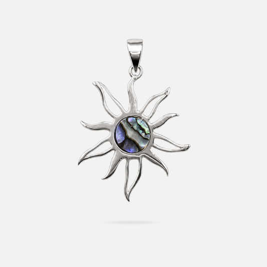 Pendentif soleil en argent 925 et abalone naturelle