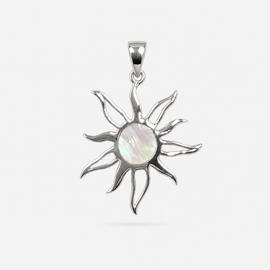 Pendentif soleil en argent 925 et nacre naturelle
