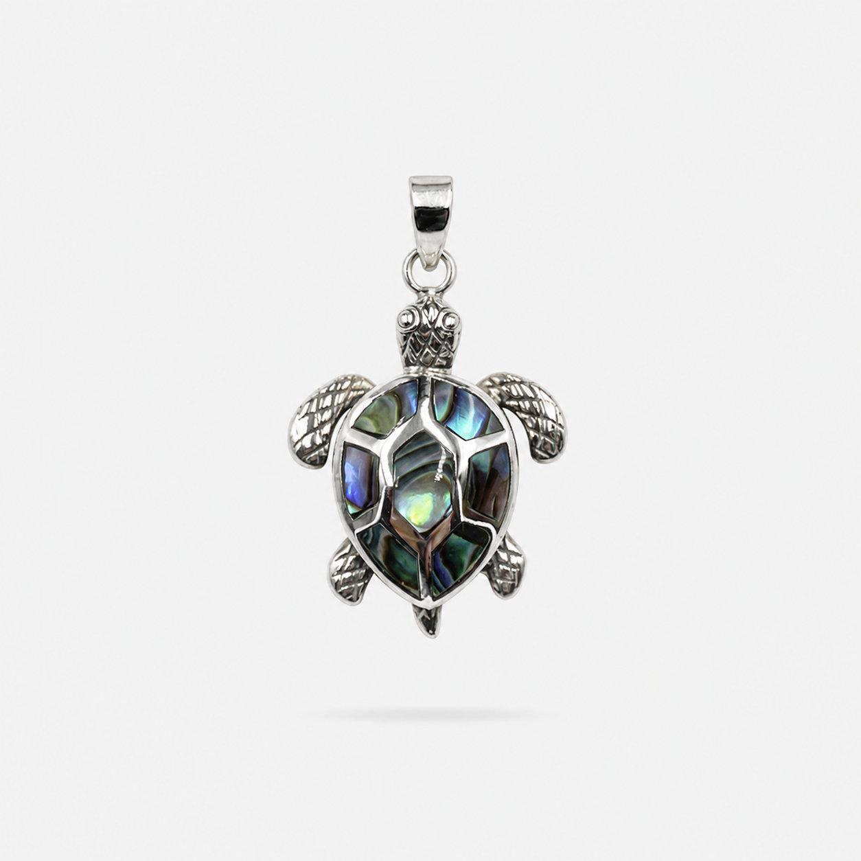 Pendentif tortue grand modèle en argent 925 et abalone naturelle