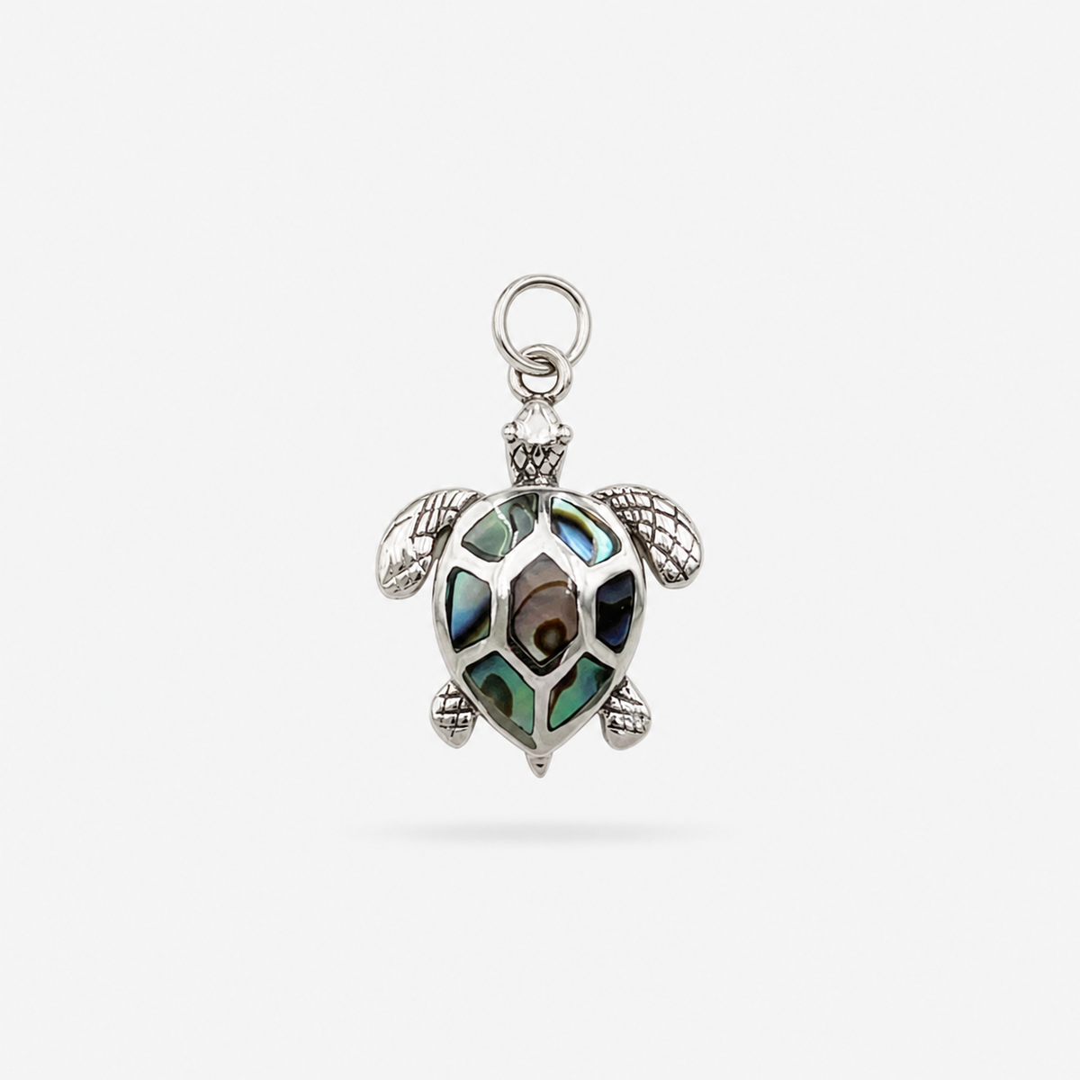 Pendentif tortue en argent 925 et abalone naturelle, petit modèle