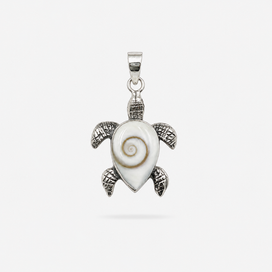 Pendentif tortue en argent 925 et Œil de Sainte-Lucie naturel, médaillon goutte