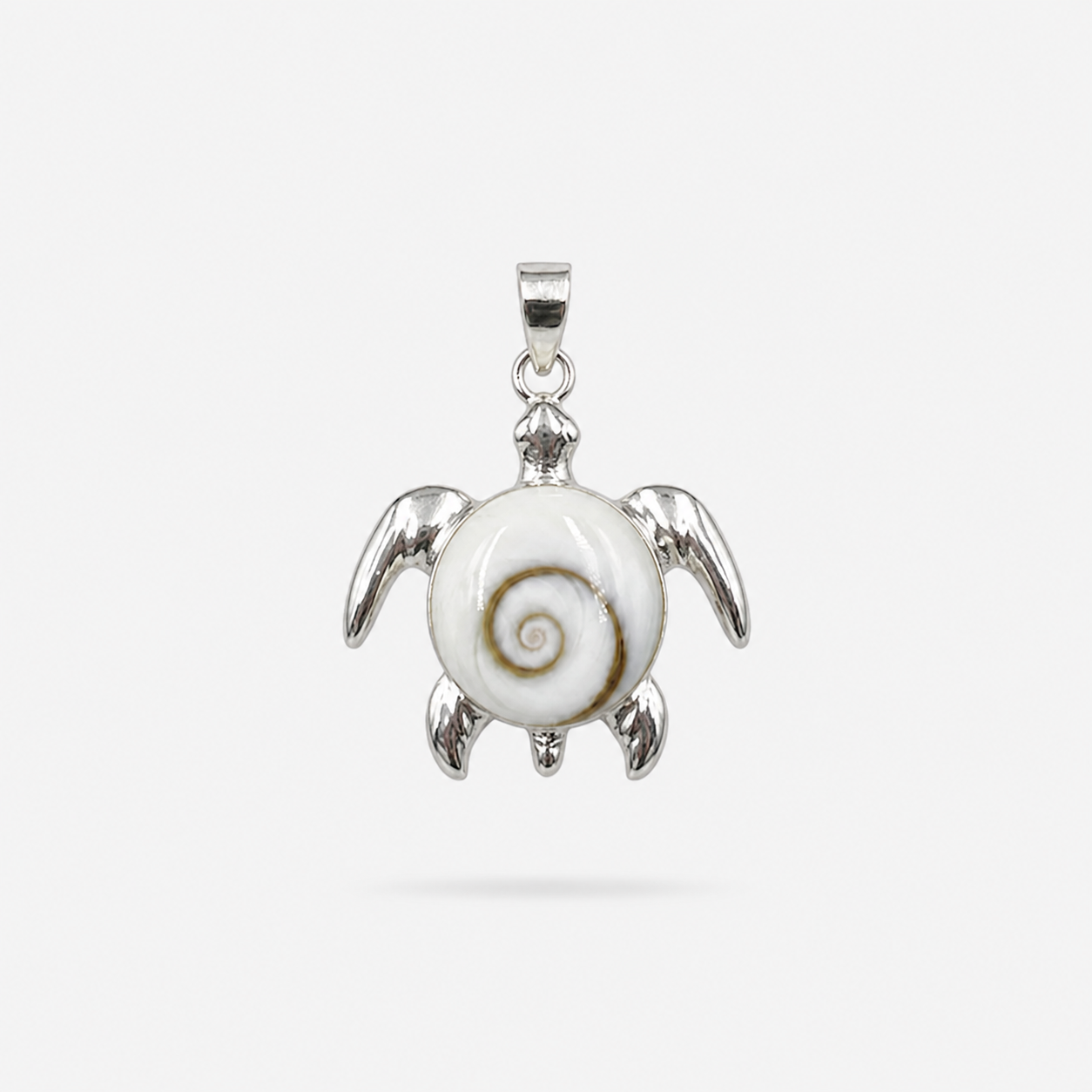 Pendentif tortue de mer en argent 925 et Œil de Sainte-Lucie naturel