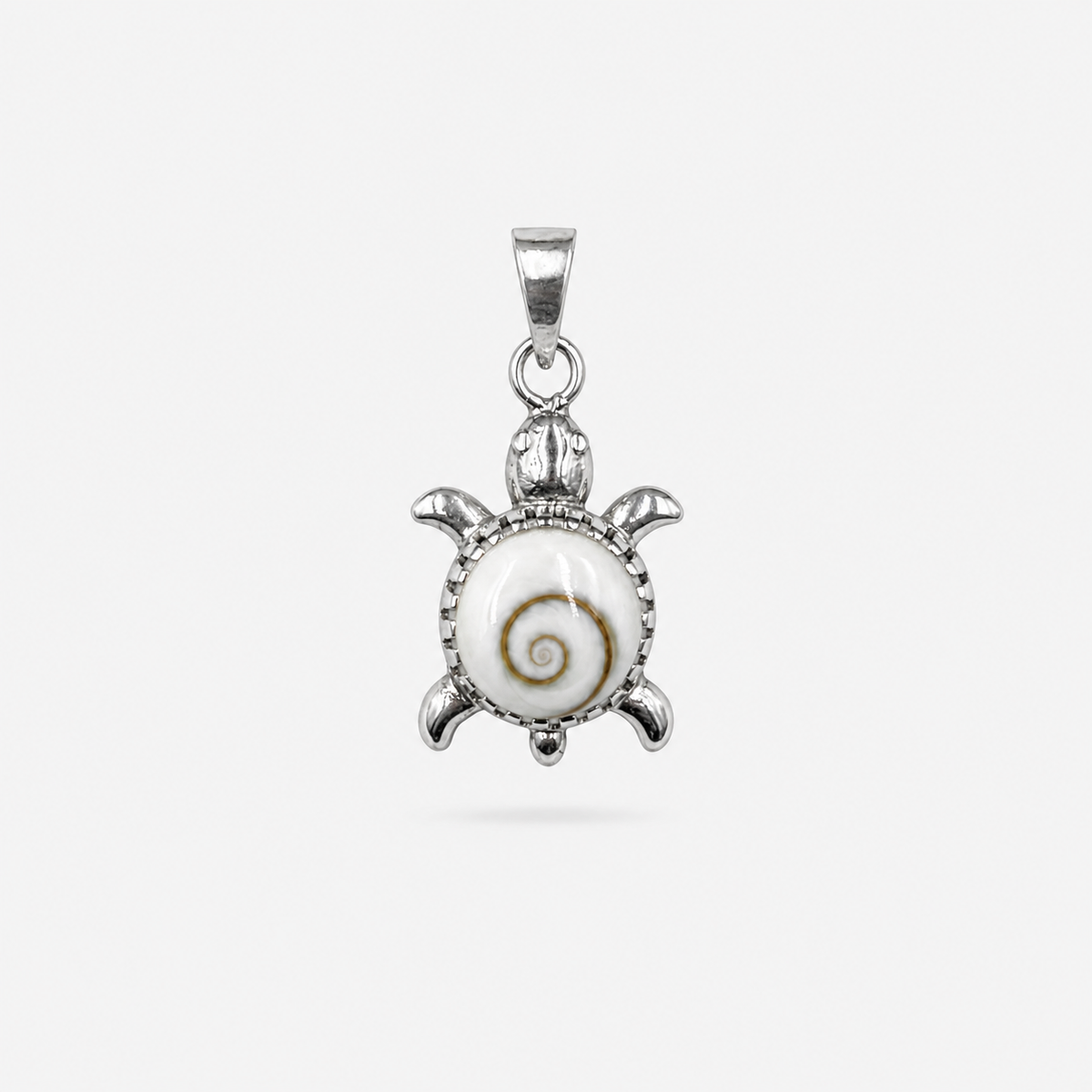 Pendentif tortue de terre en argent 925 et Œil de Sainte-Lucie naturel